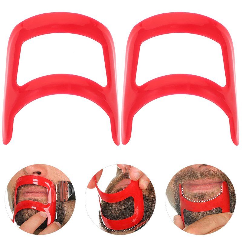 Healifty Goatee Shaving Template Shaping Edge Up Tool for Goatee Trimming Lineup Beard Grooming Kit for Men Barber Supplies 2pcs
