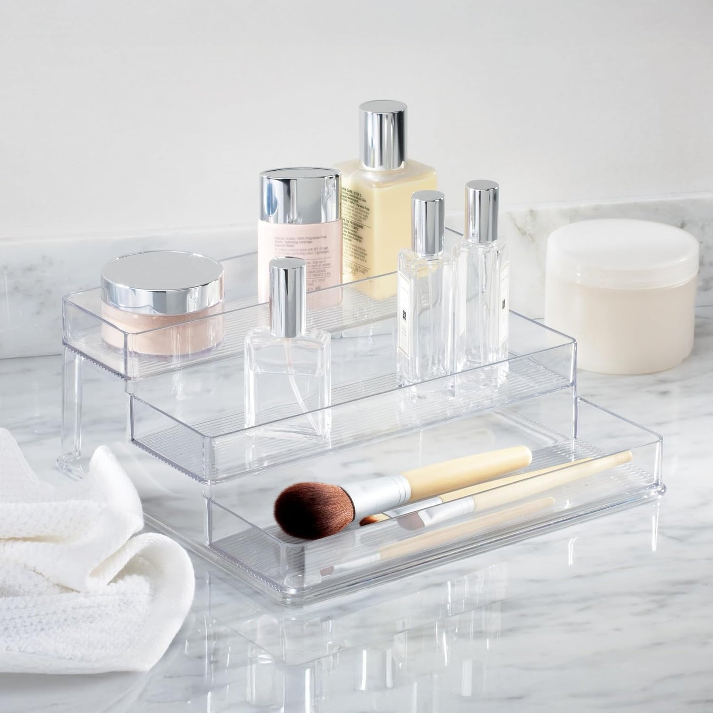 Nail Polish Organizer - 3-Tier Clear Display Stand Holds 30 Bottles | Compact Countertop Storage