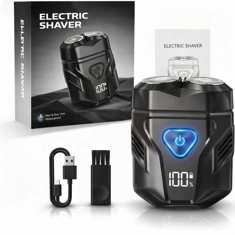 Mini Electric Dual-Head Shaver for Men – Rechargeable Portable Razor for Face, Compact & IPX7 Waterproof for Travel, Gift for Husband Boyfriend