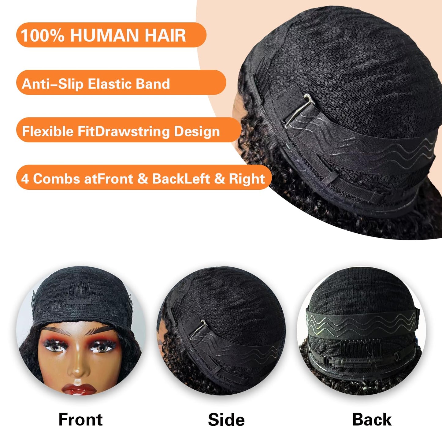 Kinky Curly Half Wig - 200 Density Human Hair | Seamless Glueless Design, 18-Inch Length, Beginner Friendly