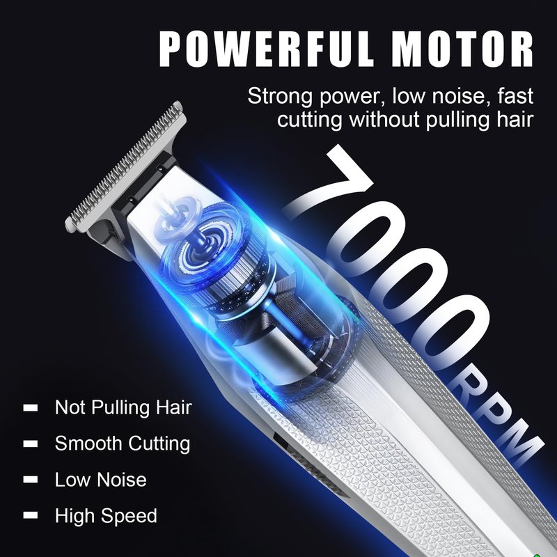 Hair Trimmer for Men, Zero Gapped Cordless Hair Clippers with Precision Blade, Rechargeable Barber Clipper with USB-C Charging