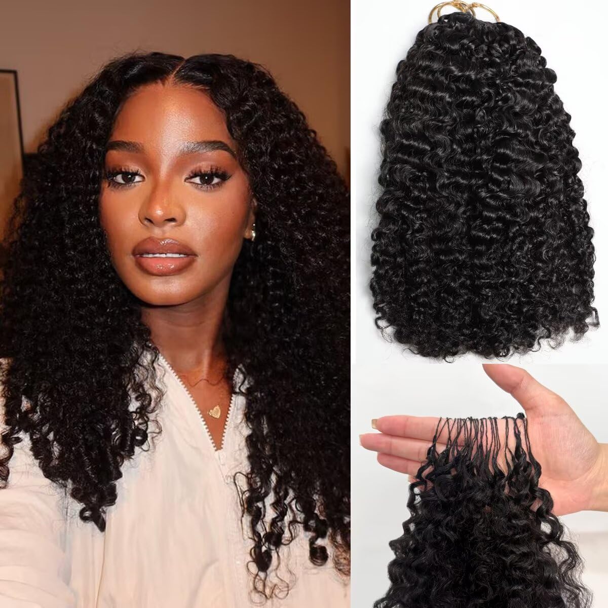 Burmese Curly Crochet Hair Extensions - 12 Inch 100% Human Hair Bundles | 60g Pre-Separated for Black Women