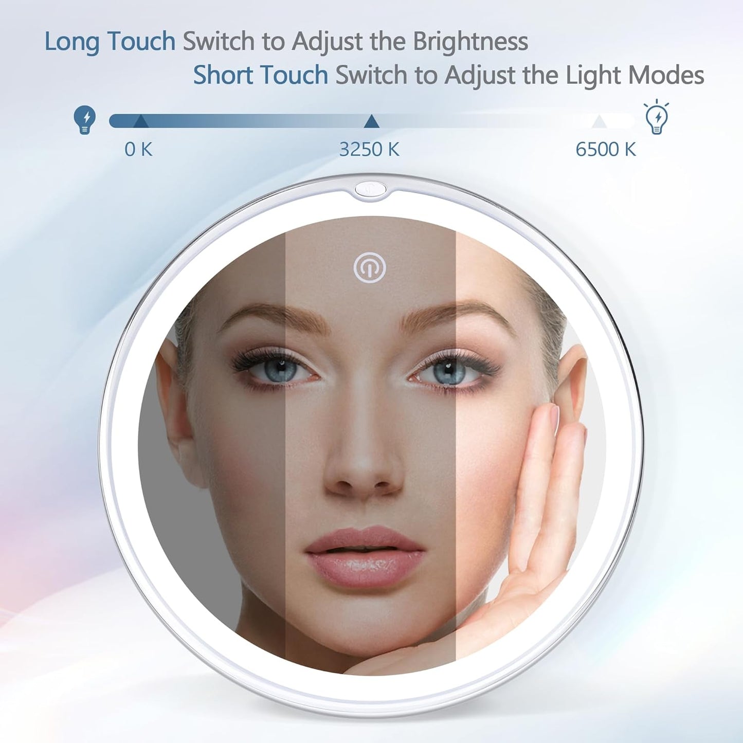 30X Magnifying Makeup Mirror with Light - 3 Color Modes, Adjustable Brightness | 8-Inch Suction Cup Design