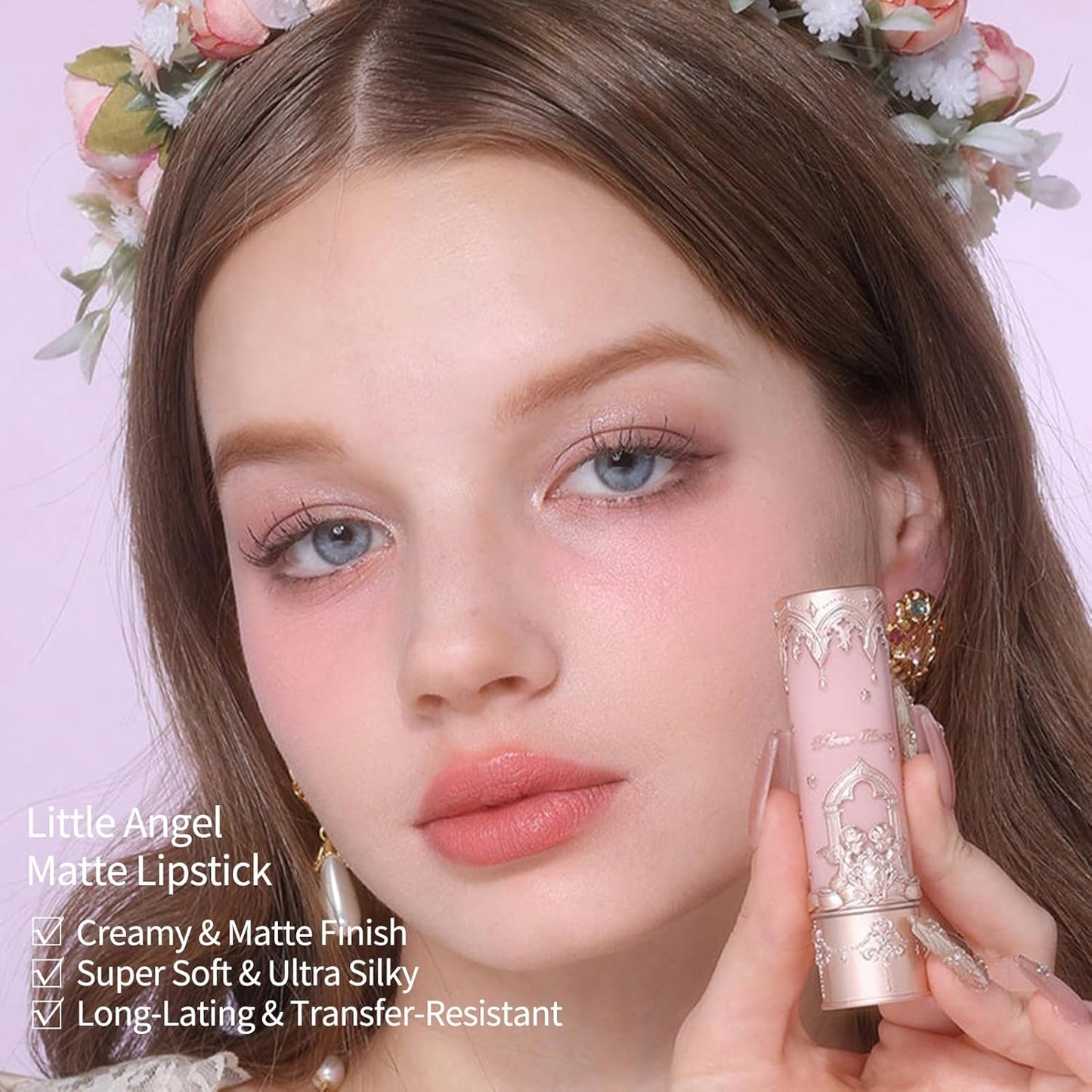 Little Angel Cream Blush & Matte Lipstick Set - Buildable, Blendable Velvety Makeup | Blush 04 Rose Ashes & Lipstick C05 Choir