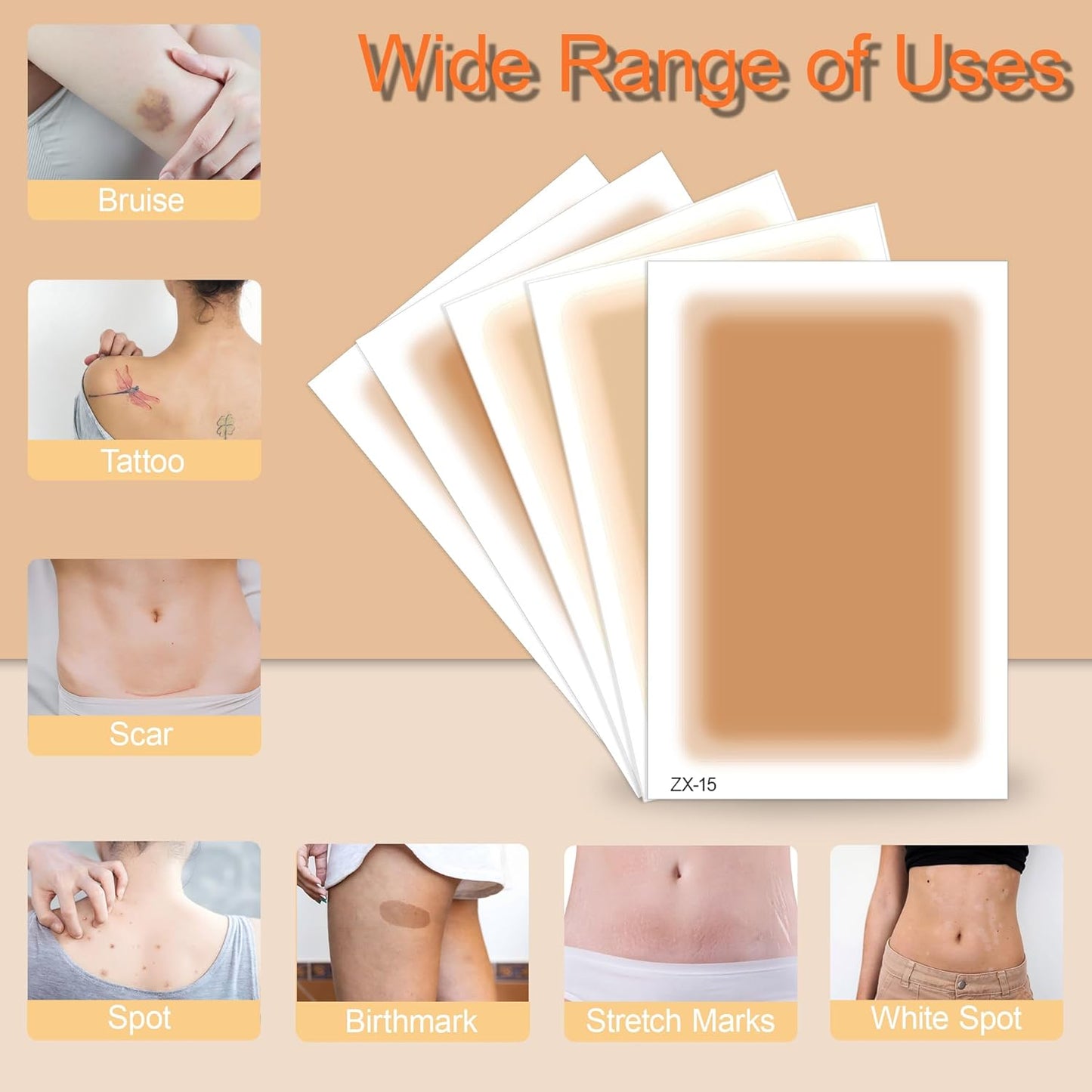 Tattoo Cover Up Patches - 10 PCS Waterproof Concealer for Tattoos, Scars & Birthmarks | Ideal for Fair Skin