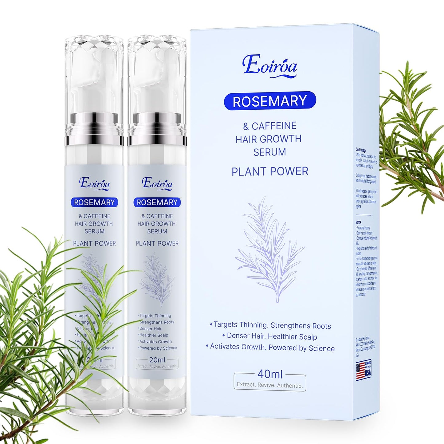 Rosemary Oil Hair Growth Serum Roll On – 3% Rosemary Oil, 2% Caffeine, 2% Niacinamide & DHT Blocking Complex, Non-Greasy Scalp Serum for Men & Women, Designed for Thinning, Fine & Weak Hair, 2-Pack