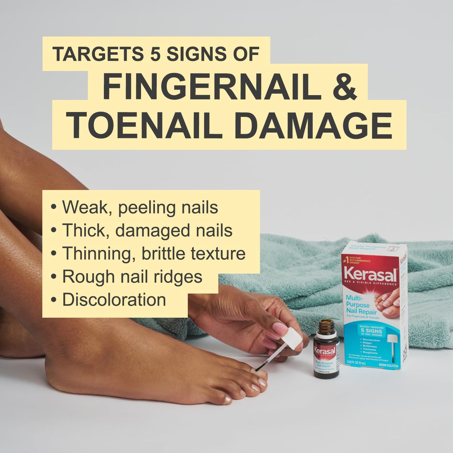 Kerasal Nail Repair Solution - Restore Discolored & Damaged Nails | 0.43 Fl Oz