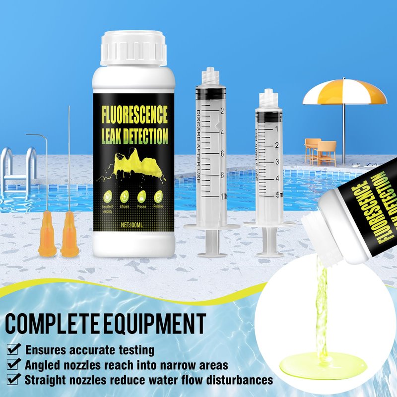 kuailaya Pool Leak Detection Kit, Pool Leak Detection Dye Kit Water Tracing Dye with 2 Precision Applicators High Visual Recognition Easily Locates Leaks for Pools Spa Tub Fountain, 100ml Yellow