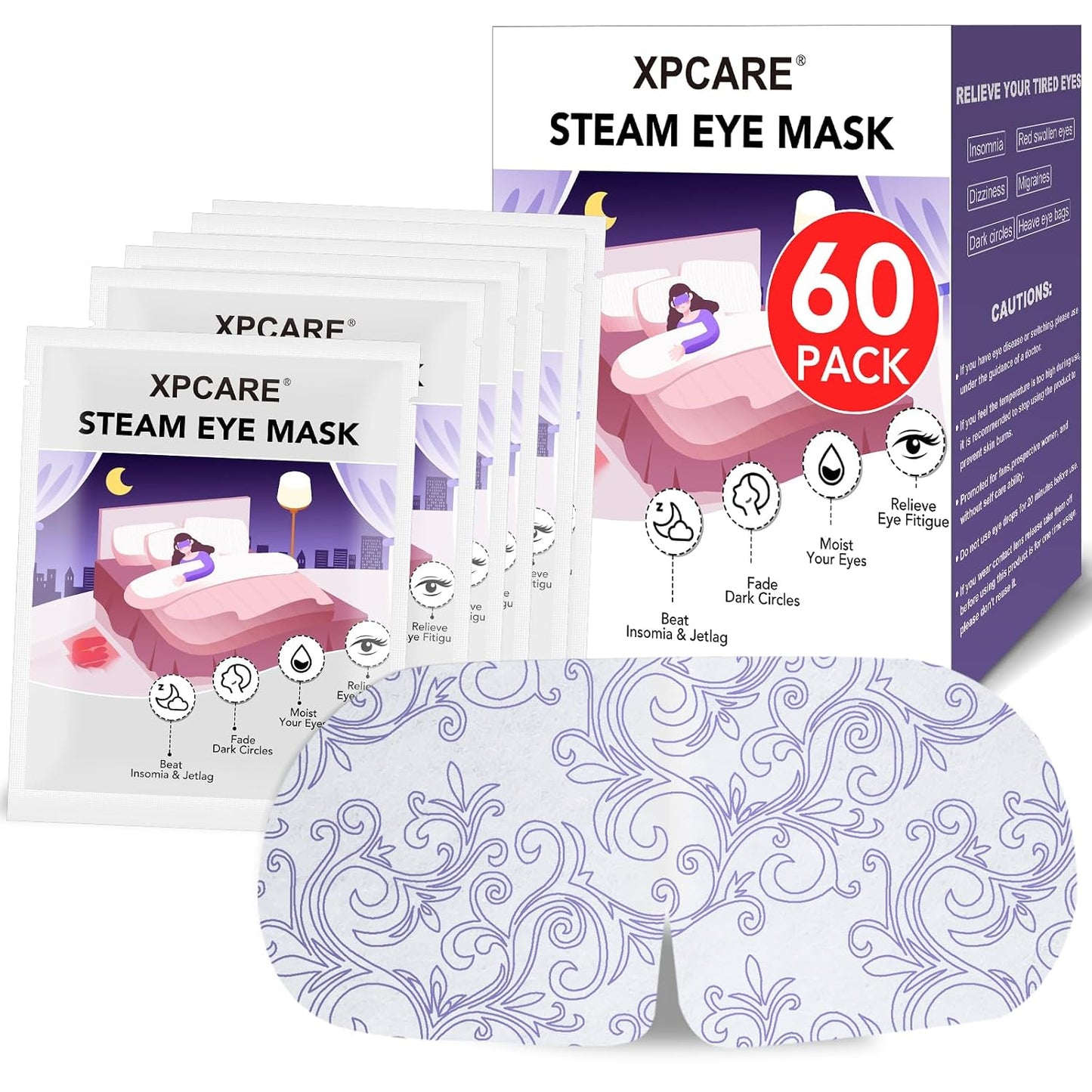 XPCARE Steam Eye Masks - 32 Pack Disposable Heated Eye Masks for Dry Eyes, Dark Circles & Puffy Eyes | Lavender Scent