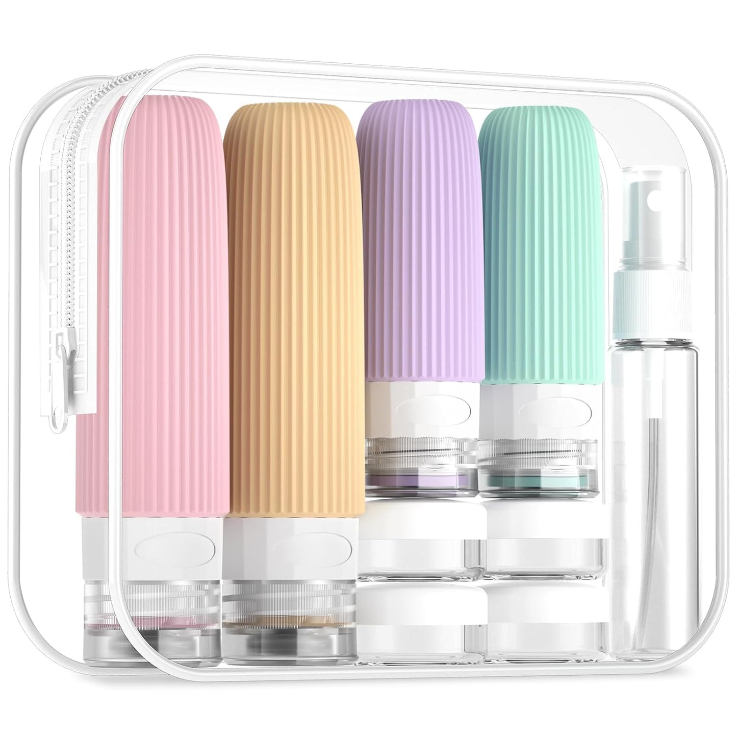 Travel Bottles for Toiletries - 16 Pack Silicone Containers | 6oz Leak-Proof Shampoo & Conditioner Set