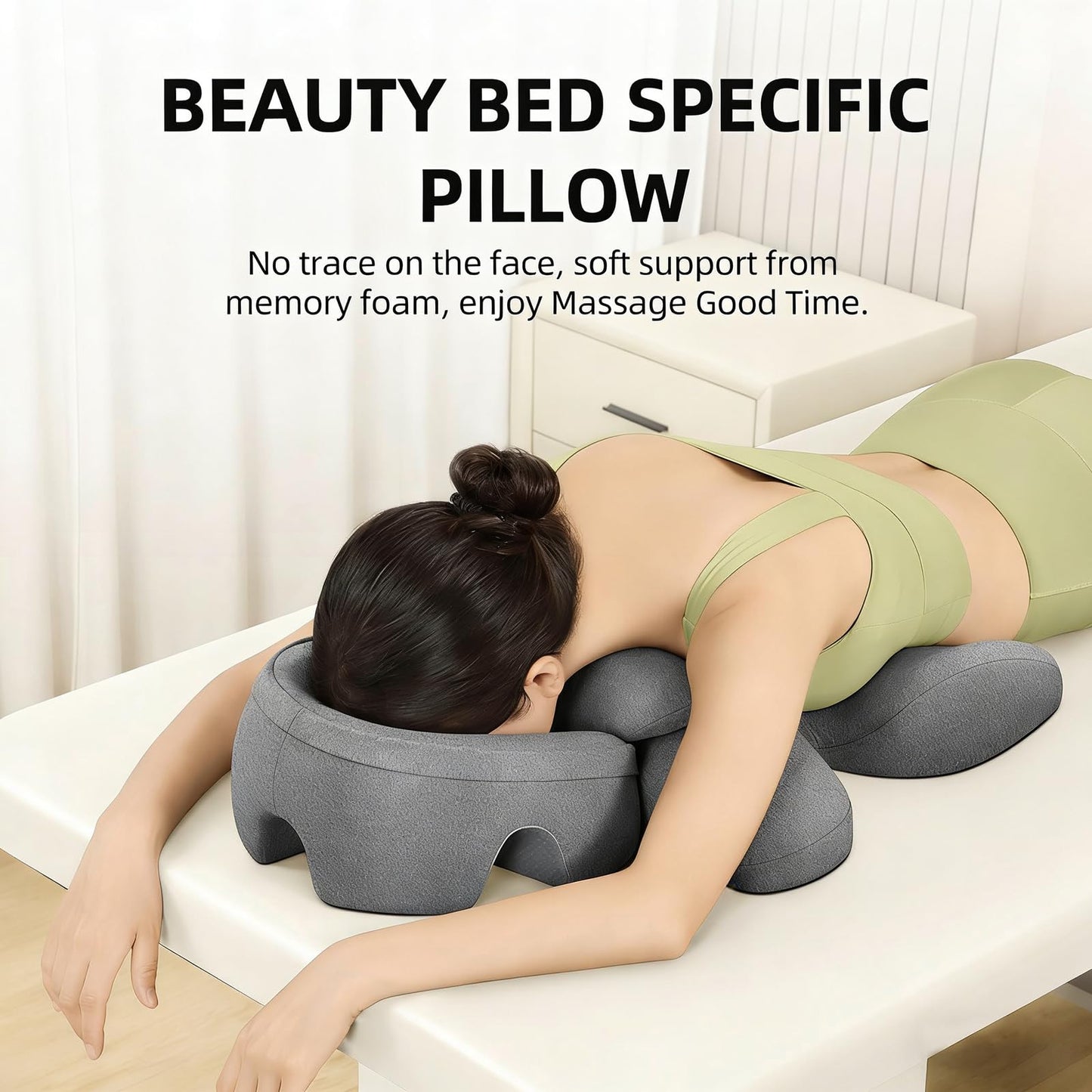 OSZZT Massage headrest for Bed, a Chest and face Support Sleep Pillow, is Suitable for Massage, SPA and Sleep. Face Down for Eye Surgery， After Surgery for Sleeping (Grey)