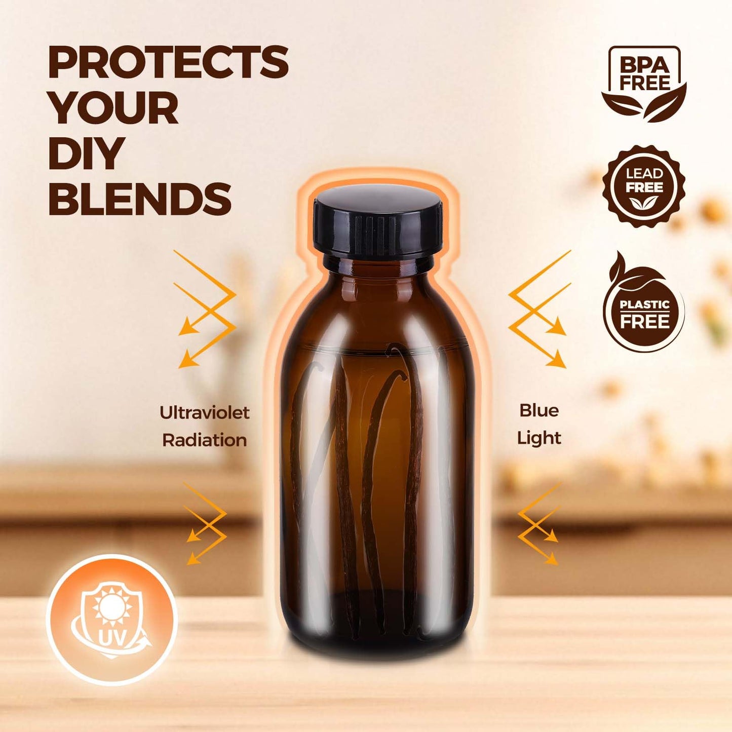 Elumeiro 12 Pack 4 oz Vanilla Extract Bottles, Amber Boston Glass Bottle with Cap Empty Brown Glass Bottles for Homemade Vanilla Extract, Essential Oils, Juice, Potion, Syrup, Liquids, Christmas Gift