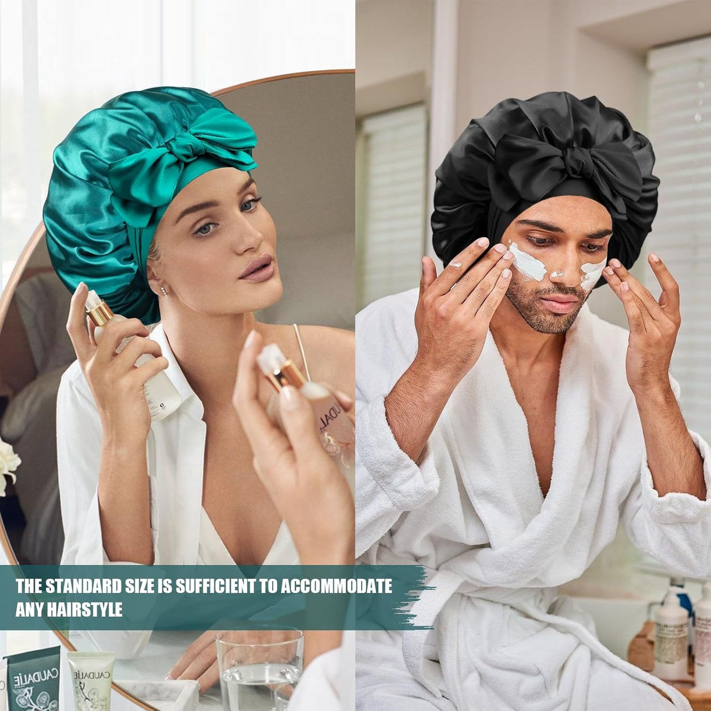 Silk Bonnet for Sleeping | Adjustable Soft Satin Lined Night Cap - Double Layer Design