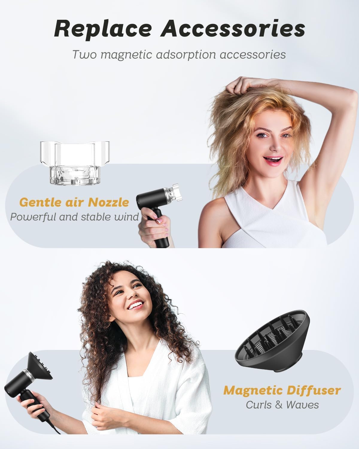 Dual Voltage Travel Hair Dryer - Mini Ionic Blow Dryer for Fast Drying | Lightweight & Portable, 100-240V, Black