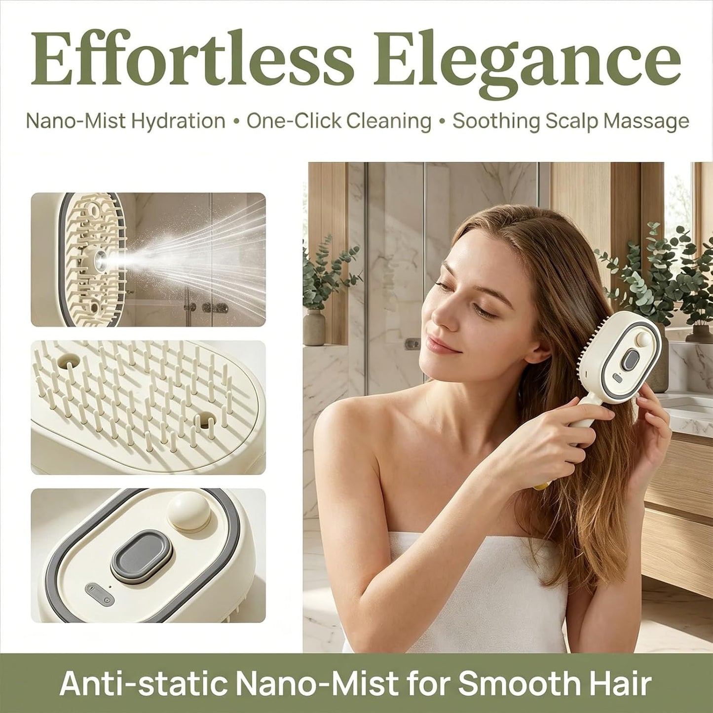 Electric Steam Brush - Rechargeable Hair Straightener & Detangler | Reduces Frizz, Nourishes Hair - Purple