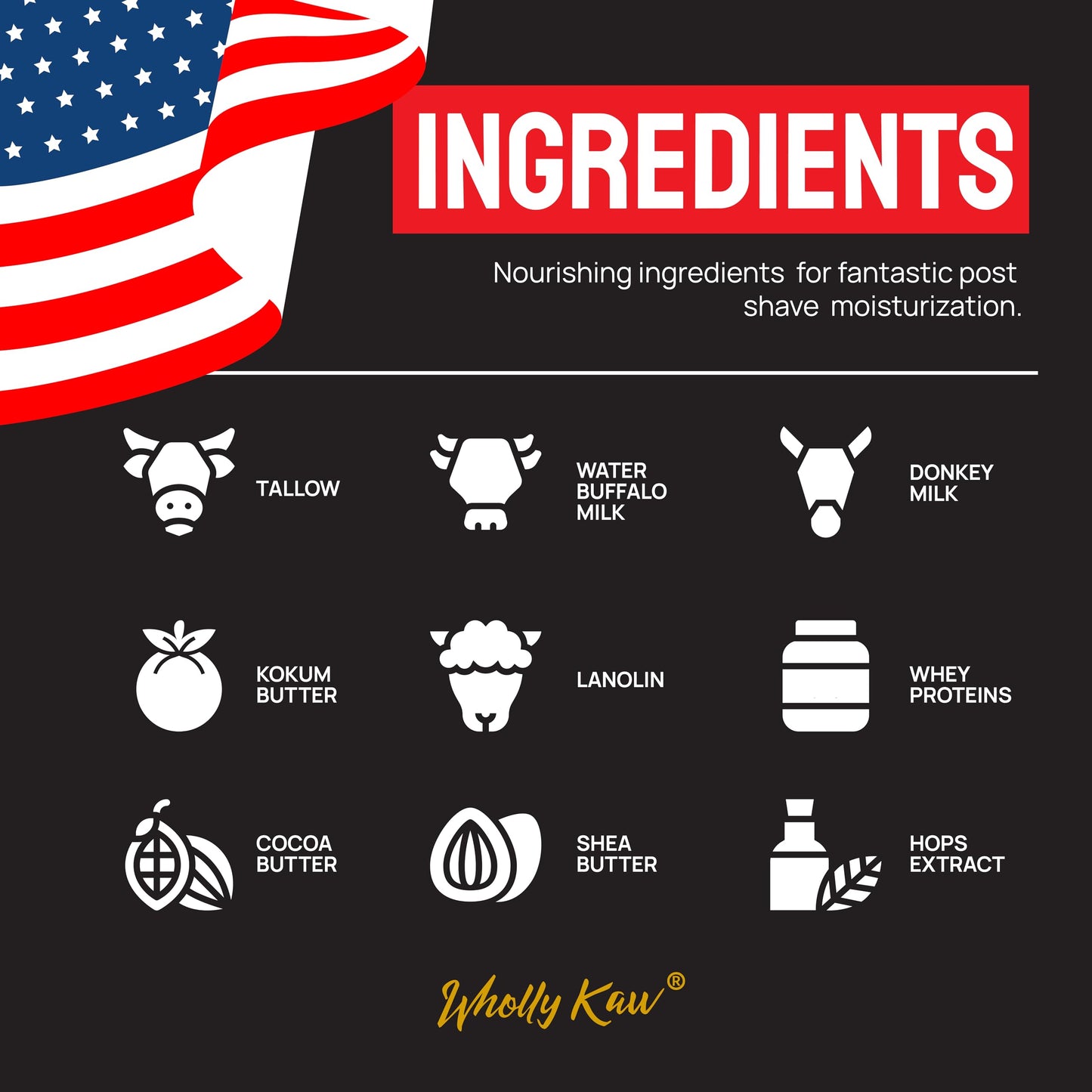 1776 Shaving Soap. Donkey Milk, Water Buffalo Milk, Whey Proteins, Tallow, Hops Extract. Osmanthus, Benzoin, Labdanum, Grapefruit, Artemisia, Tarragon, Patchouli, Musk, Tonka Bean, Cedarwood