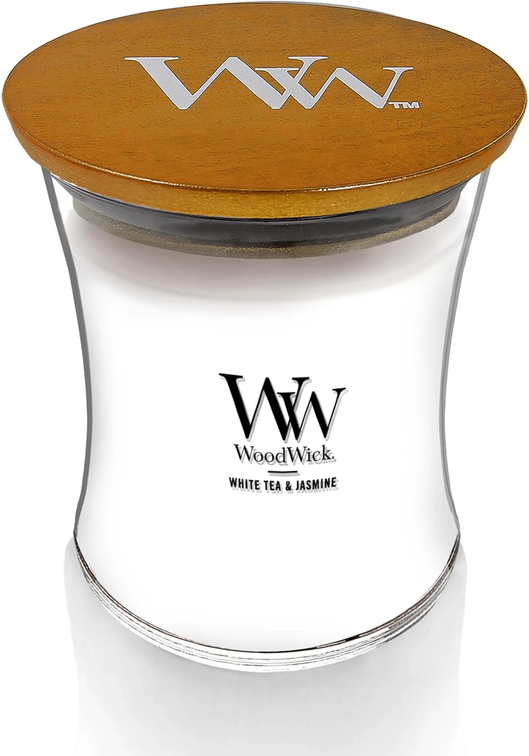 WoodWick Medium Hourglass Candle - White Tea & Jasmine Scent | 9.7oz, Crackling Burn, Perfect for Gifting (Pack of 4)