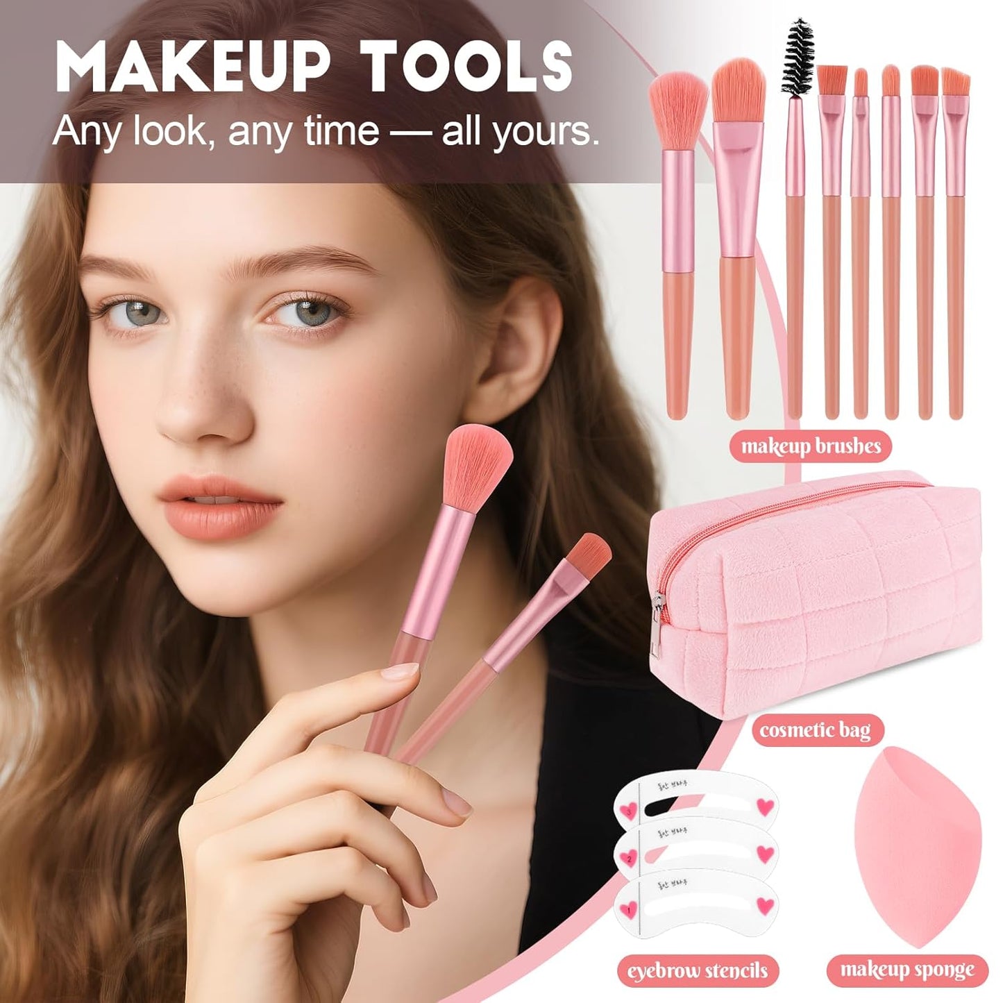 Makeup Kit for Teen Girls - All-In-One Set with Foundation, Eyeshadow, Lipstick & Brushes | Travel-Friendly Gift for Beginners