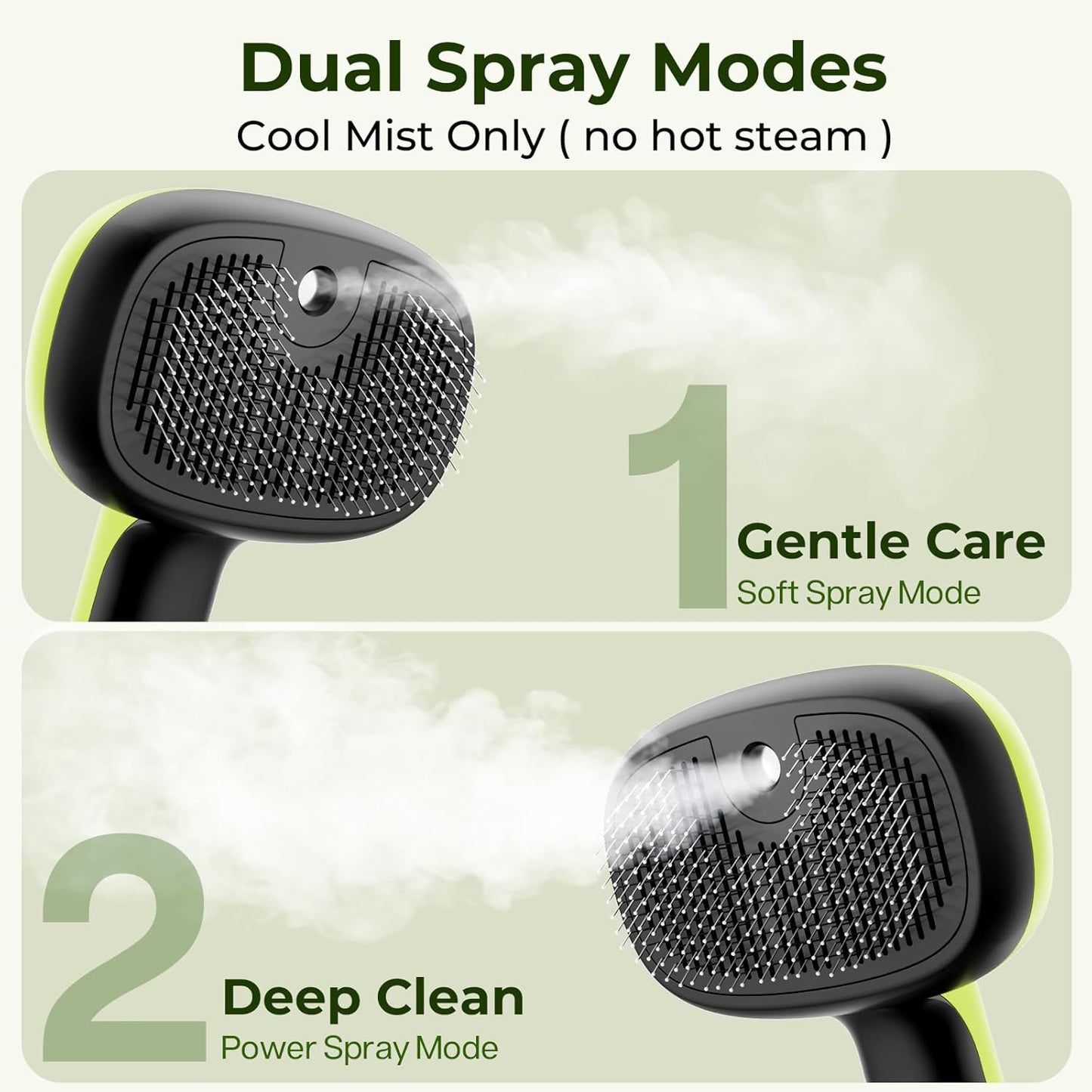 Pecute Cat Steam Brush - Self-Cleaning Grooming Tool with 2 Spray Modes | Large Capacity Tank for Shedding & Massaging