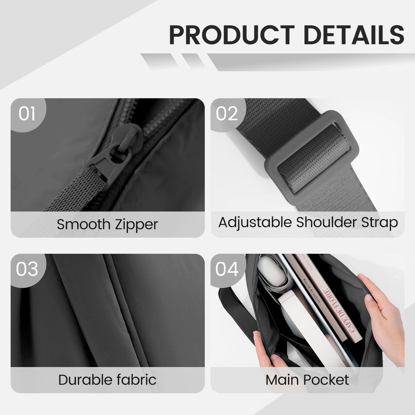 SODEER Crossbody Sling Bag for Women and Men,Lightweight Travel Sling Bag with Adjustable Strap,Small Shoulder Bag,Black
