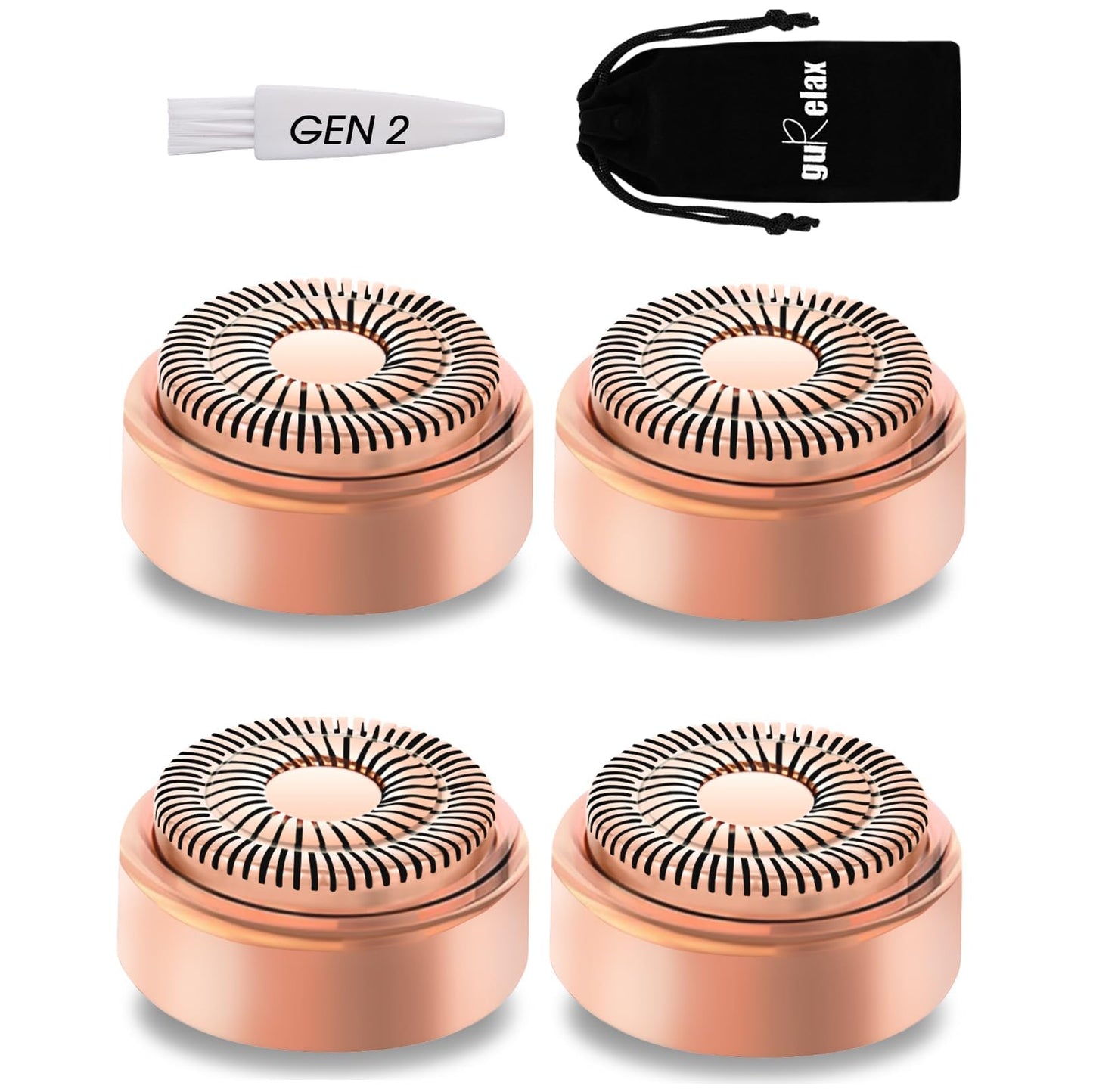 Replacement Heads for Flawless Facial Hair Remover,Gen 2 Replacement Blades for Finishing Touch Flawless Hair Removal, 18k Gold Heads with Storage Bag-4pcs