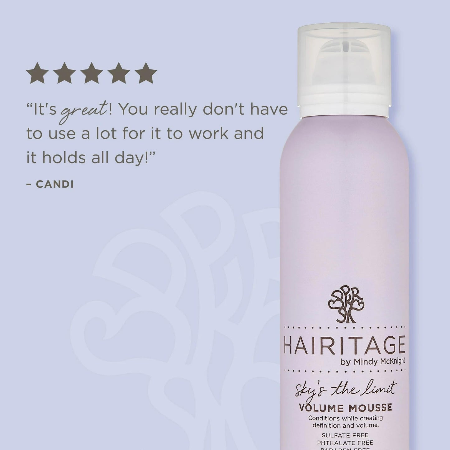 Hairitage Volumizing Hair Mousse for Texturizing Fine Hair, Root Lift & Frizz Control Styling, Pequi Oil, Rose Hip & Sage, Lightweight, Sulfate & Paraben Free, Vegan, 7 oz