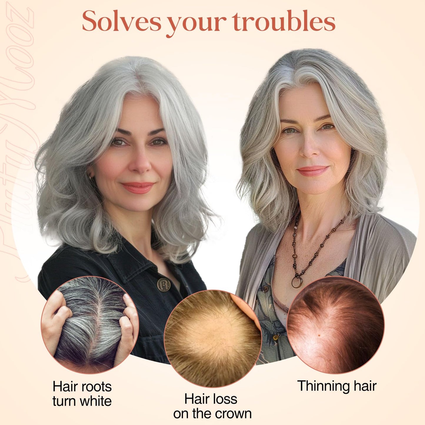 Flufymooz 100% Real Human Hair Toppers for Women, 10 Inch Clip in Human Hair Topper for Thinning Hair, 360°3D Cover Clip in Bangs Natural Hairpiece With 4.5'' x 3'' Silk Base