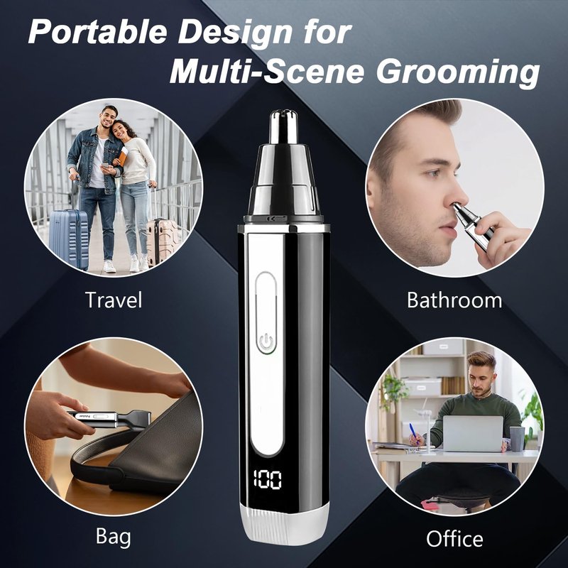 Joy RuDa Ear and Nose Hair Trimmer for Men: 2026 New Rechargeable 4-in-1 Ear, Nose, Eyebrow & Beard Trimmers 8500 RPM, LED Indicator & Waterproof Dual Edge Blades (Black)