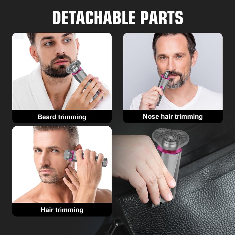 HIENA PRO Professional Beard Trimmer for Men, 3-in-1 Complete Grooming Tools, Cordless Electric Facial, Ear & Nose Trimmer, Rechargeable Hair Clippers, Perfect Gifts for Men