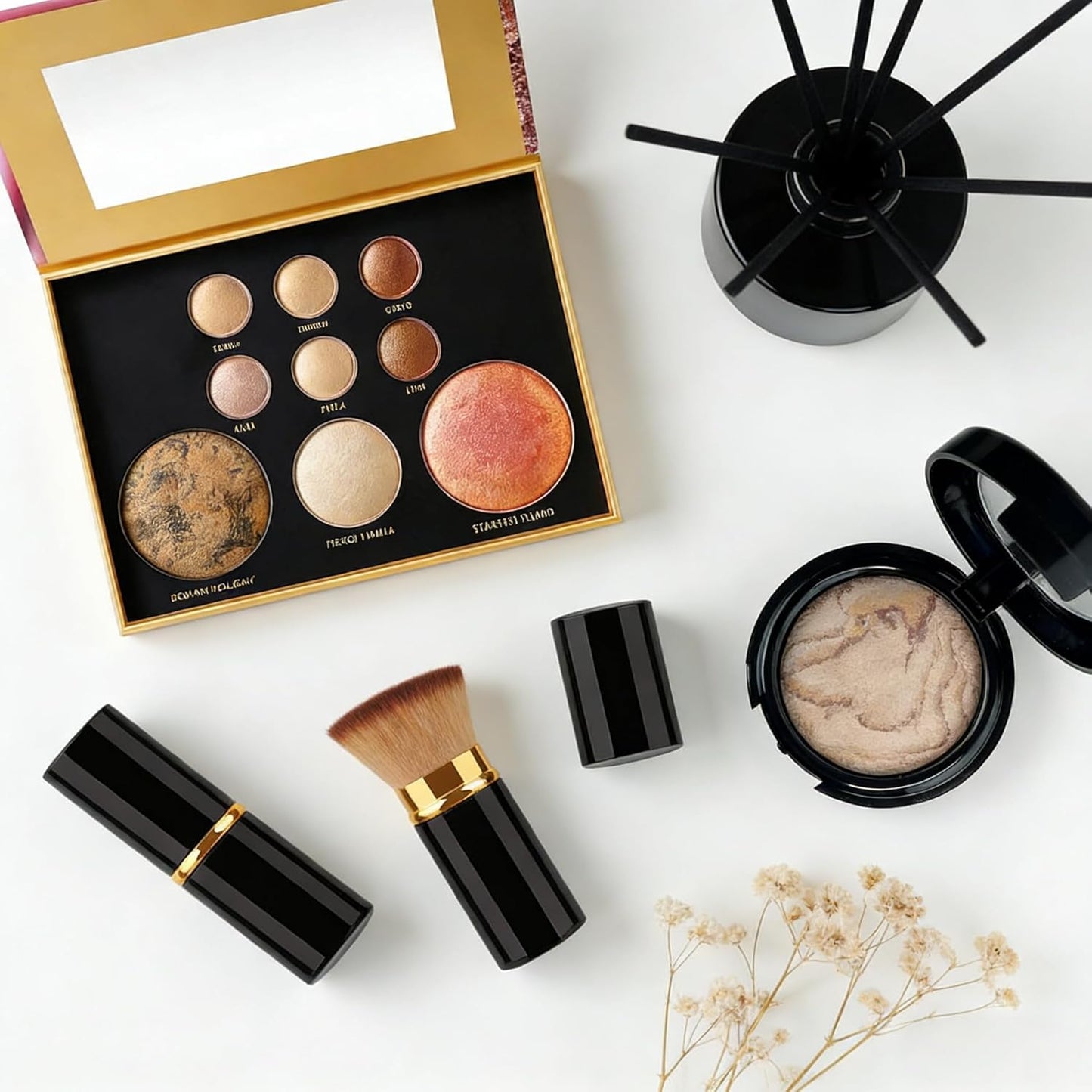 K'APEINE Baked Makeup Kit - 9-Color Shimmer Eyeshadow & Bronzer Palette | Long-Lasting Travel Makeup Set