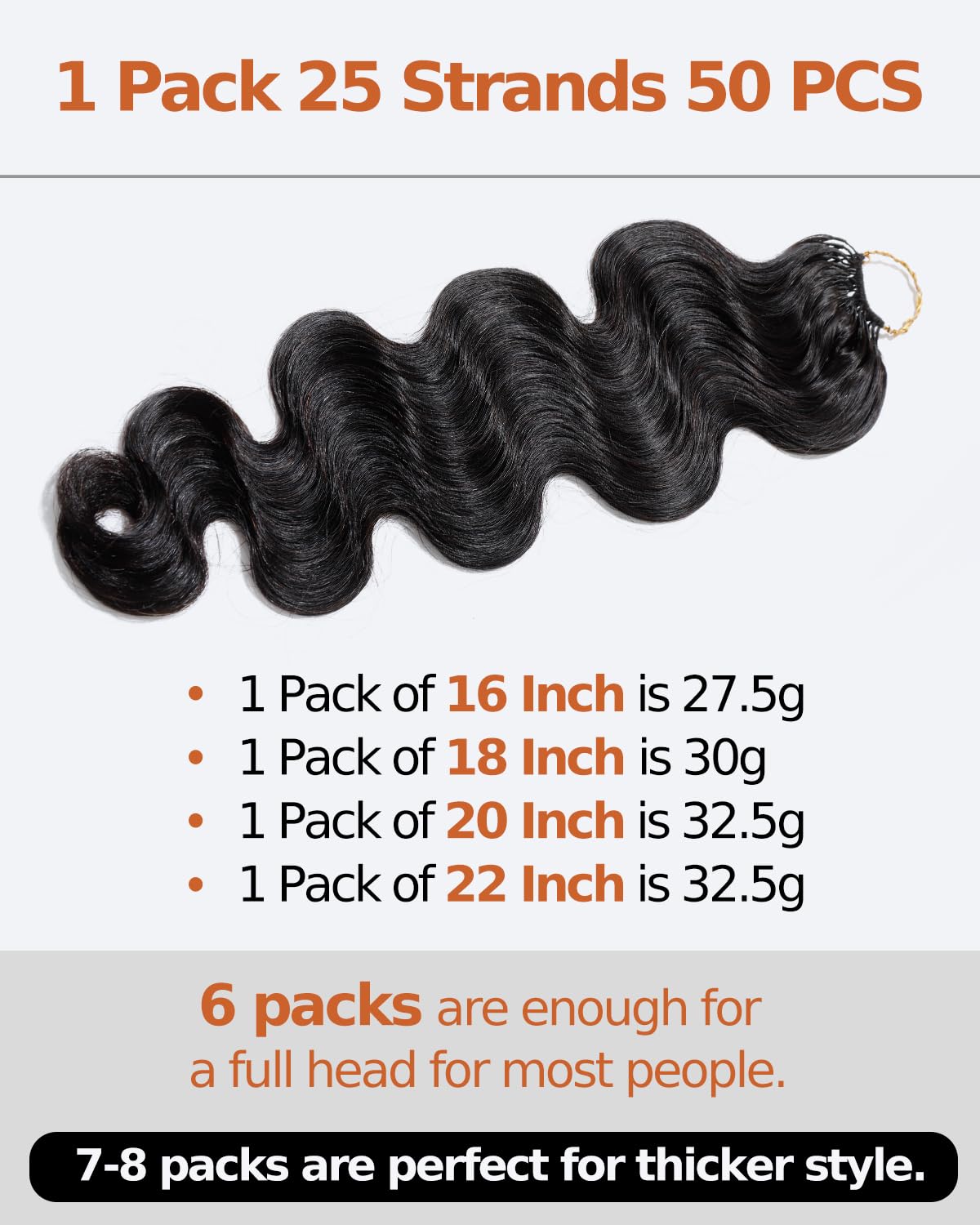 BEEOS Body Wave Remy Human Crochet Hair, Pre-Separated Knotless Feather Crochet Hair for Black Women, Miracle Knots Natural Black 1 PCS 25 Strands 22 Inch