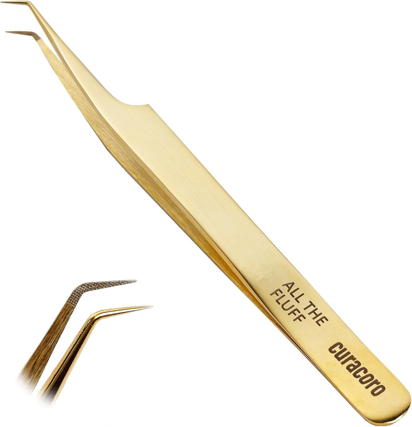 Curacoro Lash Tweezer - Precision Fiber Tip Grip for Eyelash Extensions | Multi-Shape Silver Tweezers for Volume & Isolation