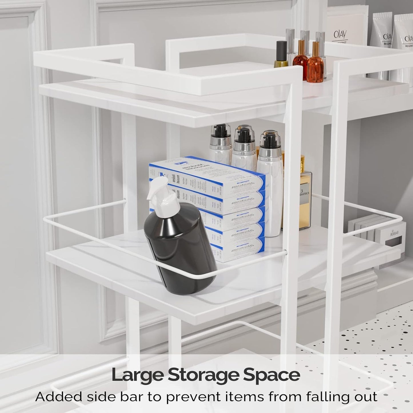 Esthetician Cart - Rolling Salon Trolley with Wheels | Mobile Beauty Storage Organizer for Spa & Massage, White