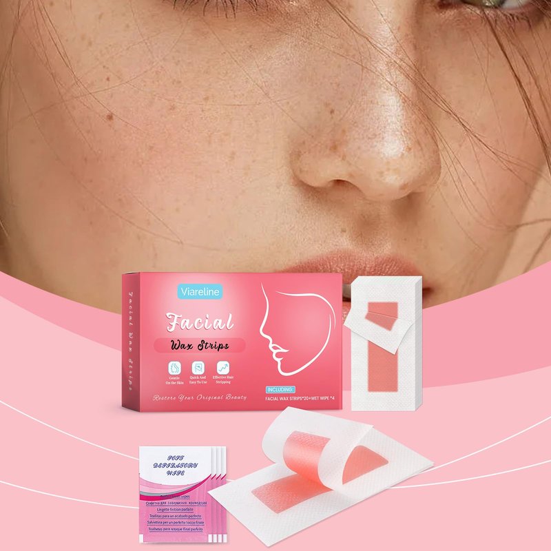 40PCS Facial Wax Strips for Hair Removal, Facial Hair Removal for Women, Waxing Kit for Women's Face, Bikini, Chest, Body, Arms, Legs, Back | 40pcs Waxing Strips & 8 calming Oil Wipes