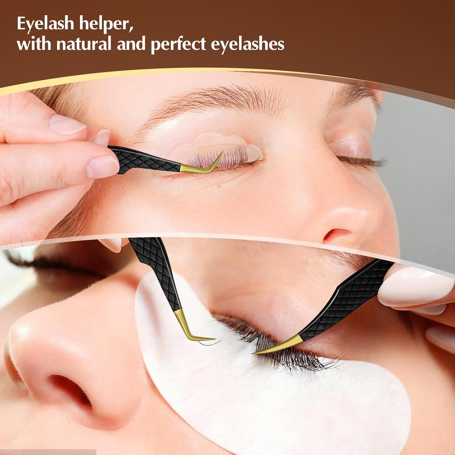 Eyelash Extension Tweezers - Professional Pointed & Slanted Design | 2-Pack, Premium Surgical Stainless Steel, Black