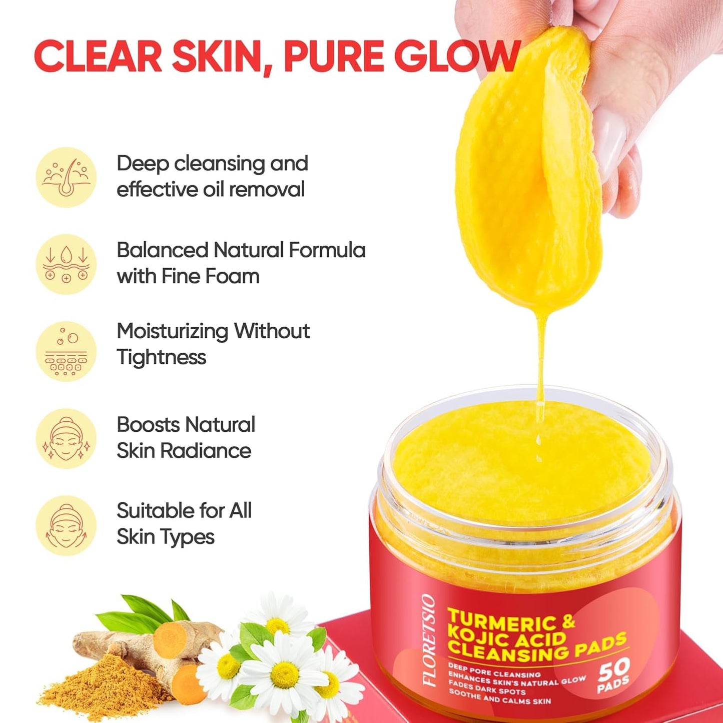 Cleansing Pads: 30pcs Exfoliating Cleansing Pads for Face - Balance Oil & Moisture, Gentle Round Cotton Pads for Face -Travel Friendly