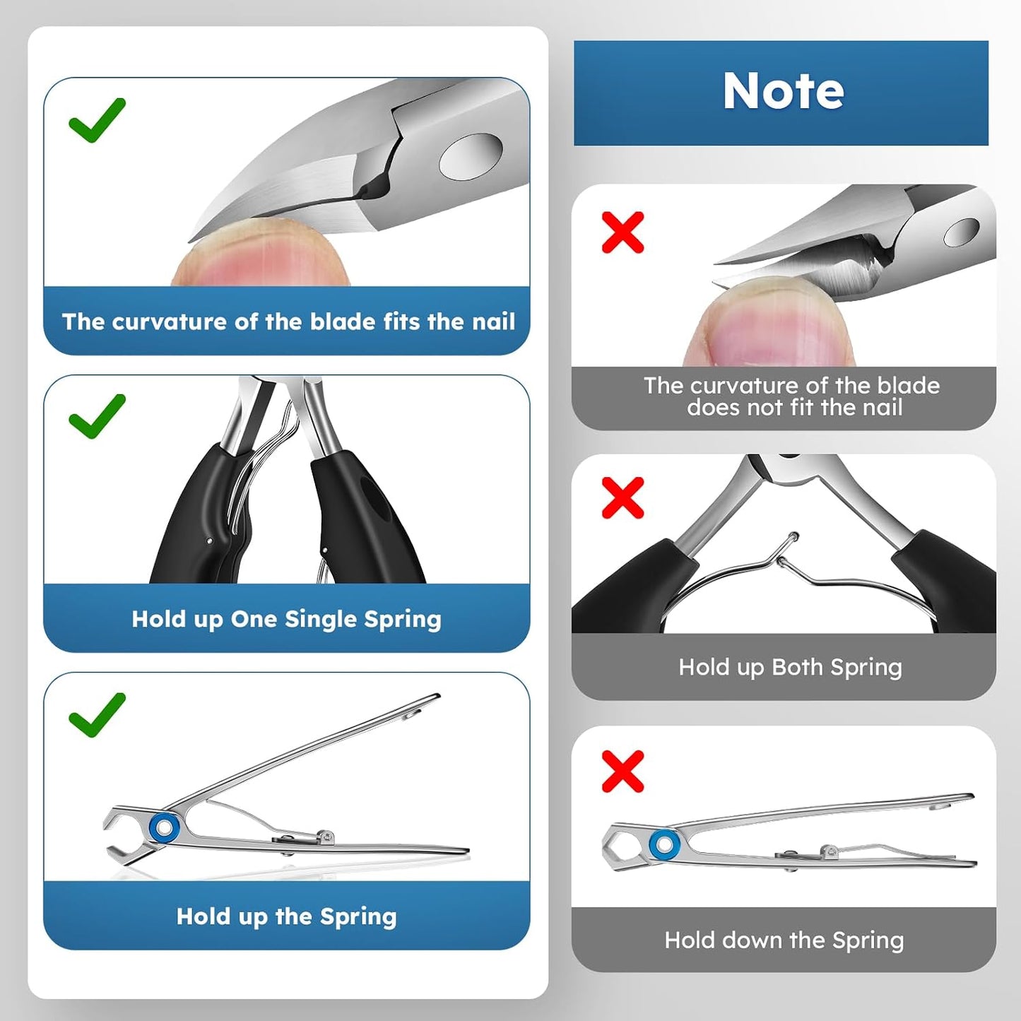Heavy Duty Nail Clippers for Seniors - Long Handle Ingrown Toenail & Fingernail Clippers | 5-Piece Set for Thick Nails