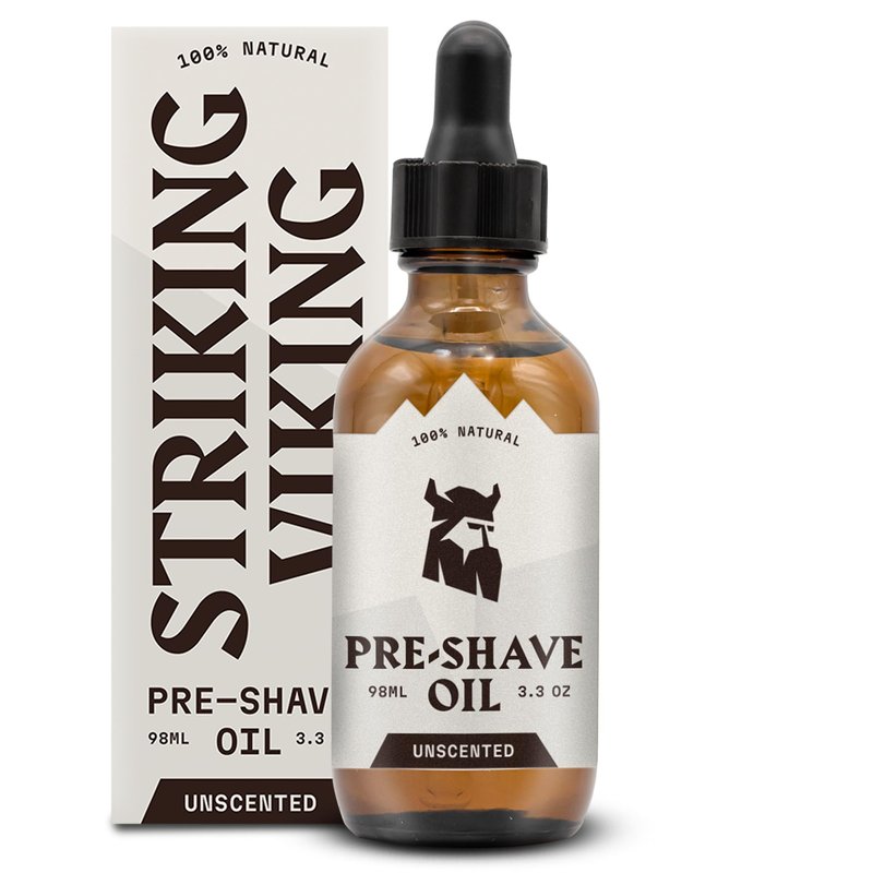 Striking Viking Unscented Pre Shave Oil - 3.3 fl oz, Pack of 1 - Slip & Glide for Safety Razors - Nourishing Hydration & Shaving Soap Alternative - Beard Oil Pre Shave