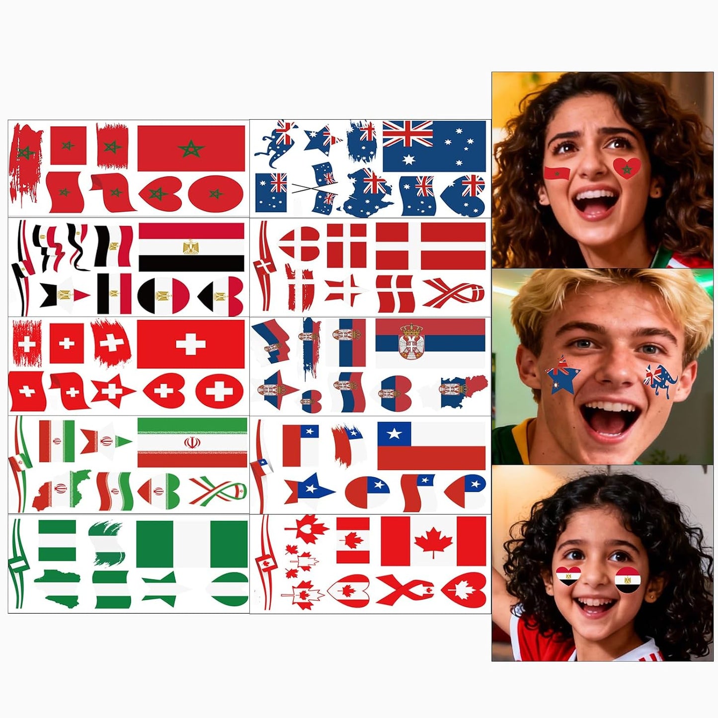 Soccer Temporary Tattoos - Waterproof Cartoon Face Stickers | 6 Fun Styles for Party Makeup