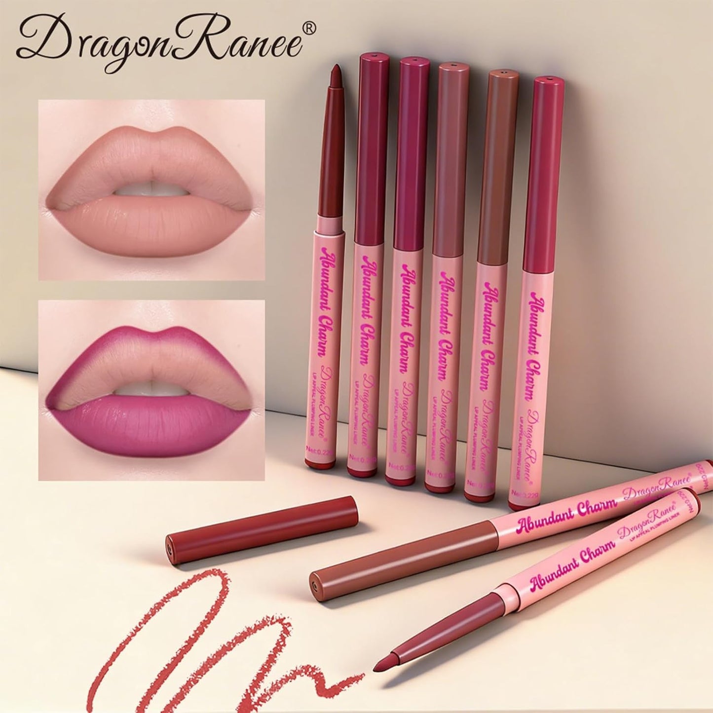 Dulele 12 Colors Matte Lip Liner Set - Smooth, Long-Lasting Waterproof Lip Liners | Ultra-Fine Brown, Pink, Red Shades for Daily Makeup