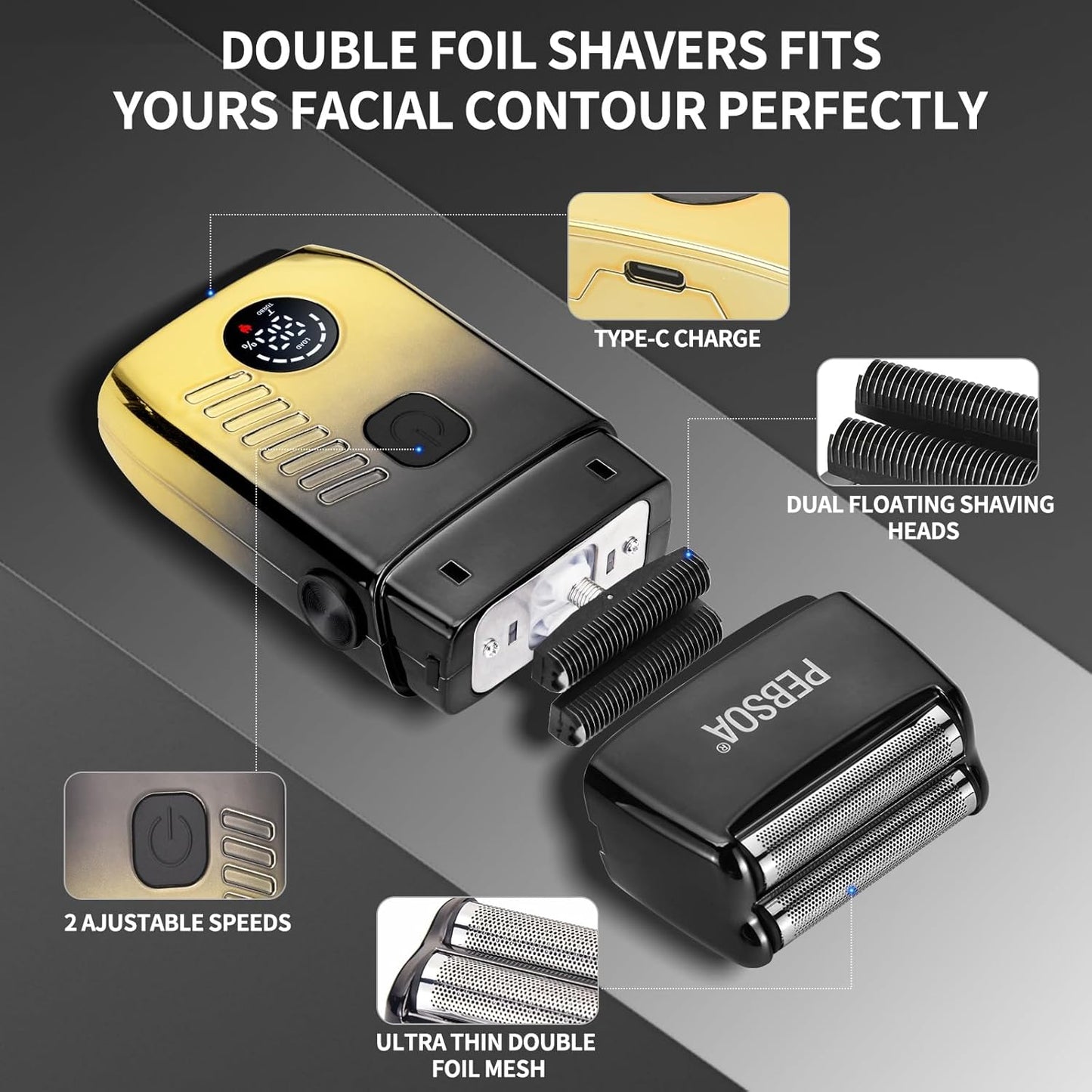 Hair Clippers for Men - Cordless Grooming Set with LED Display | 4-Piece Kit Includes Trimmer & Razor