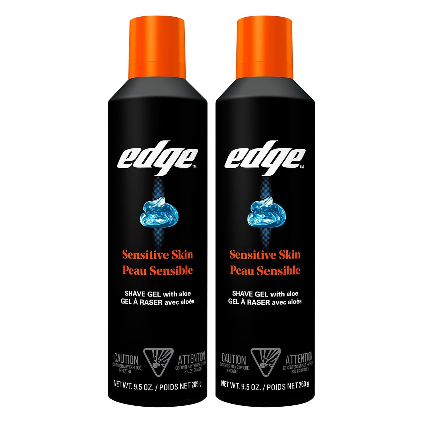 Edge Shaving Gel for Men - Aloe Infused Moisturizing Shave Gel | 9.5oz, 2 Pack for Sensitive Skin