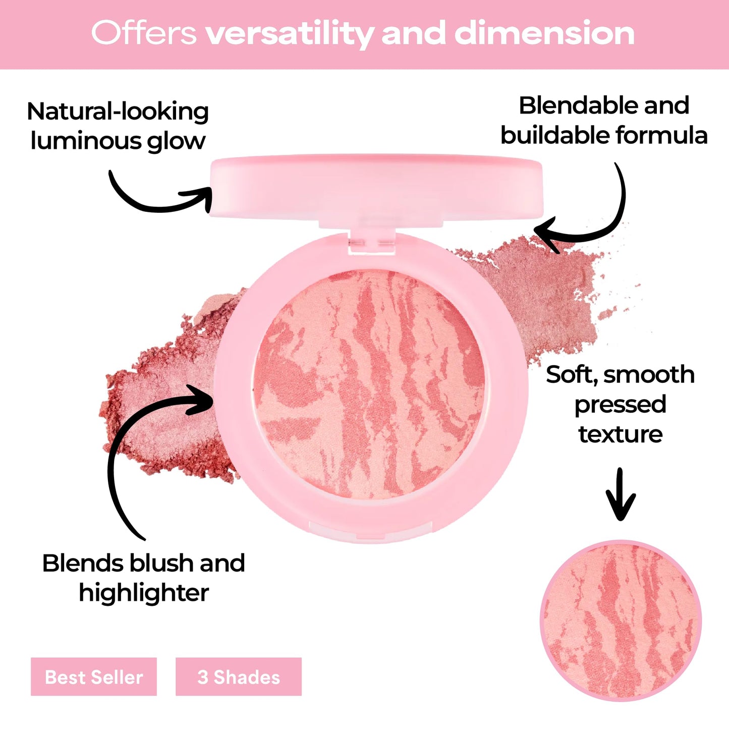 MCoBeauty Baked Highlighting Powder Blush - Peachy Pink