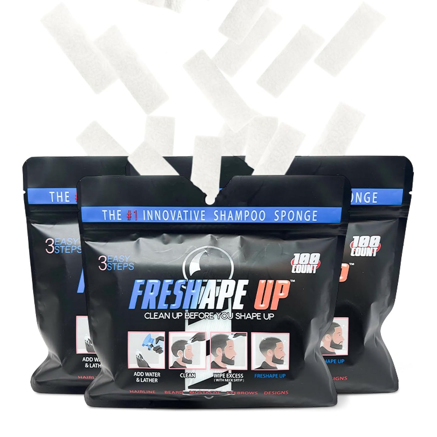 Shampoo Infused Hairline & Beard Wipes - Quick Use Disposable Wipes for Barbers | Pack of 2