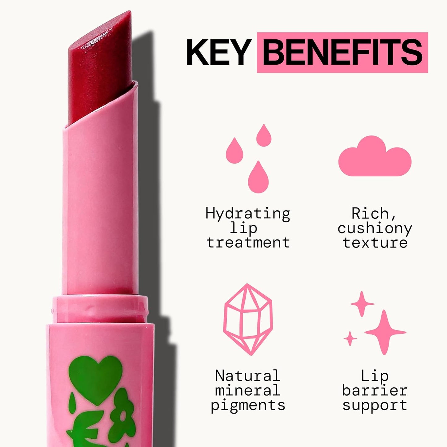 Pacifica Strawberry Sugar Lip Buttercream - Tinted Vegan Lip Balm for Lasting Hydration & Soft Shine | Buildable Mineral Tint