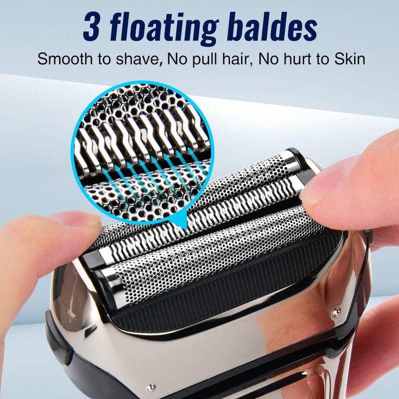 PRITECH Electric Razor for Men, Waterproof Foil Electric Shavers with Beard Trimmer, Cordless Rechargeable Razor for Shaving Face, LED Display Wet Dry Use