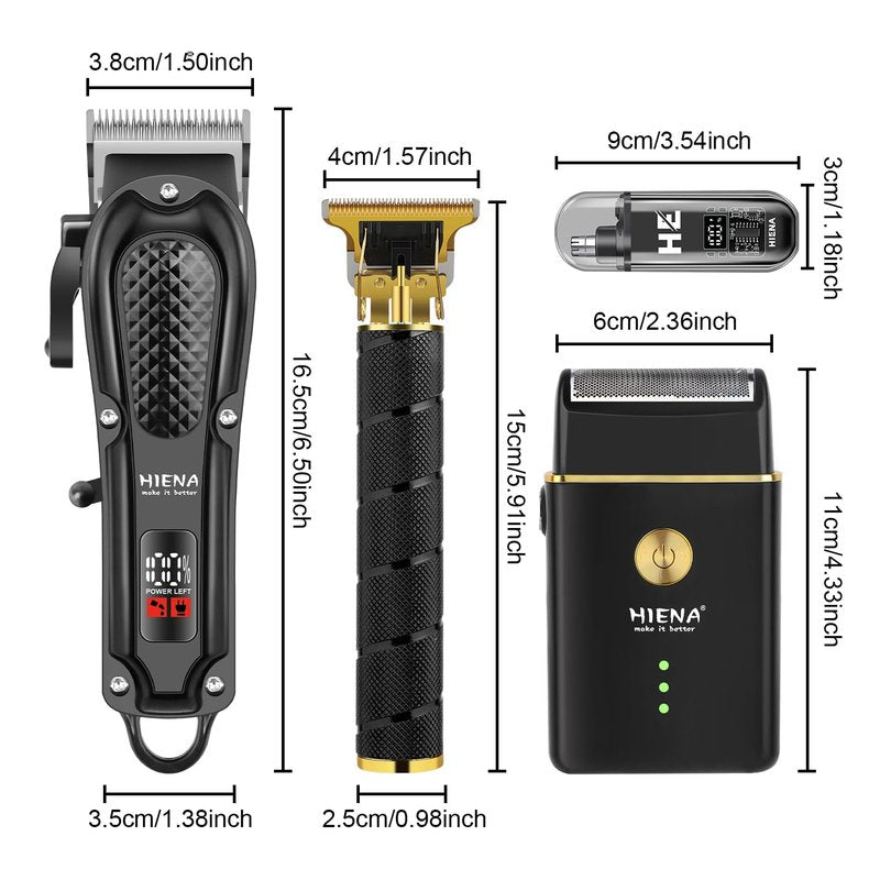 Hair Clippers for Men Professional, Cordless Complete Barber Kit with Electric Hair Clipper T-Blade Beard Trimmer Foil Shaver Nose Trimmer, Men's Hair Cutting Grooming Kit, 8 Guide Combs, Barber/Home