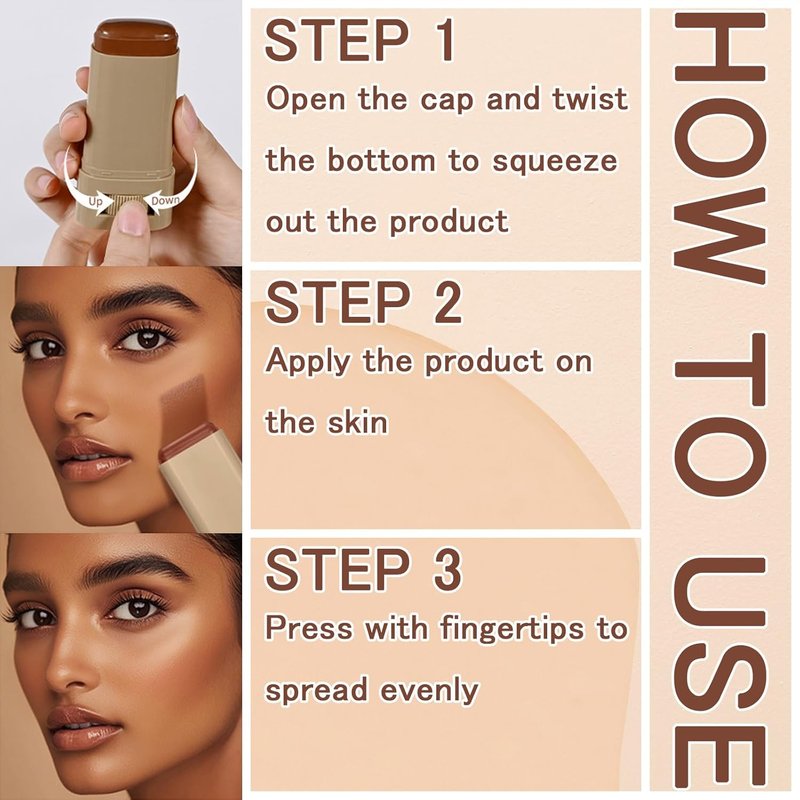 Tinted Moisturizer Stick Serum - Multiuse Solid Foundation & Contour Balm | Natural Makeup for Flawless Skin