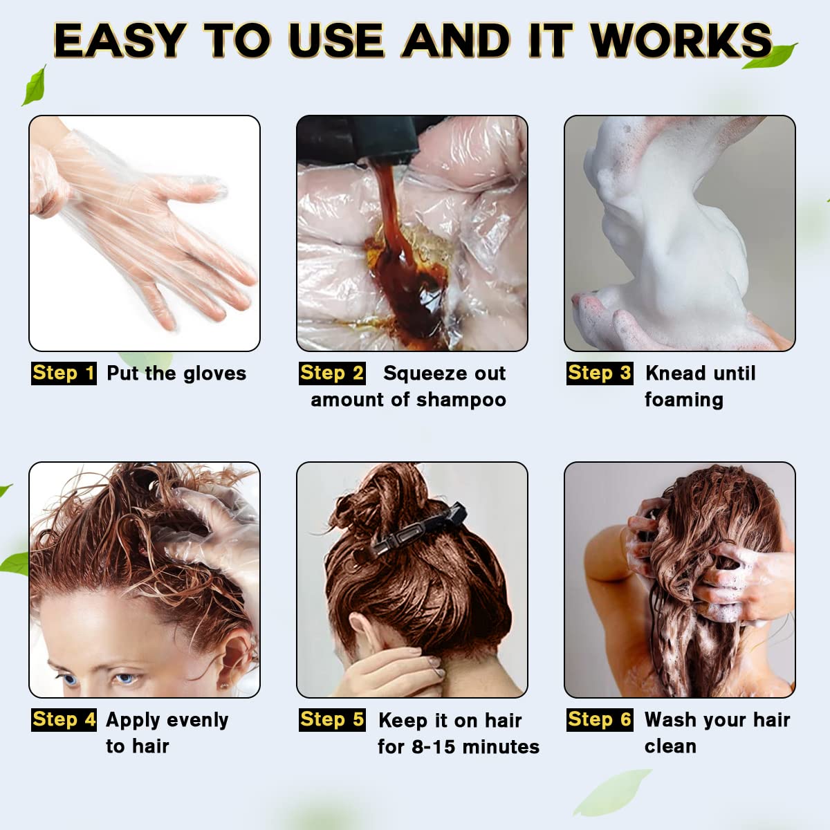 Dark Brown Hair Dye Shampoo - 3-in-1 Gray Coverage for Women | Semi-Permanent 500ML