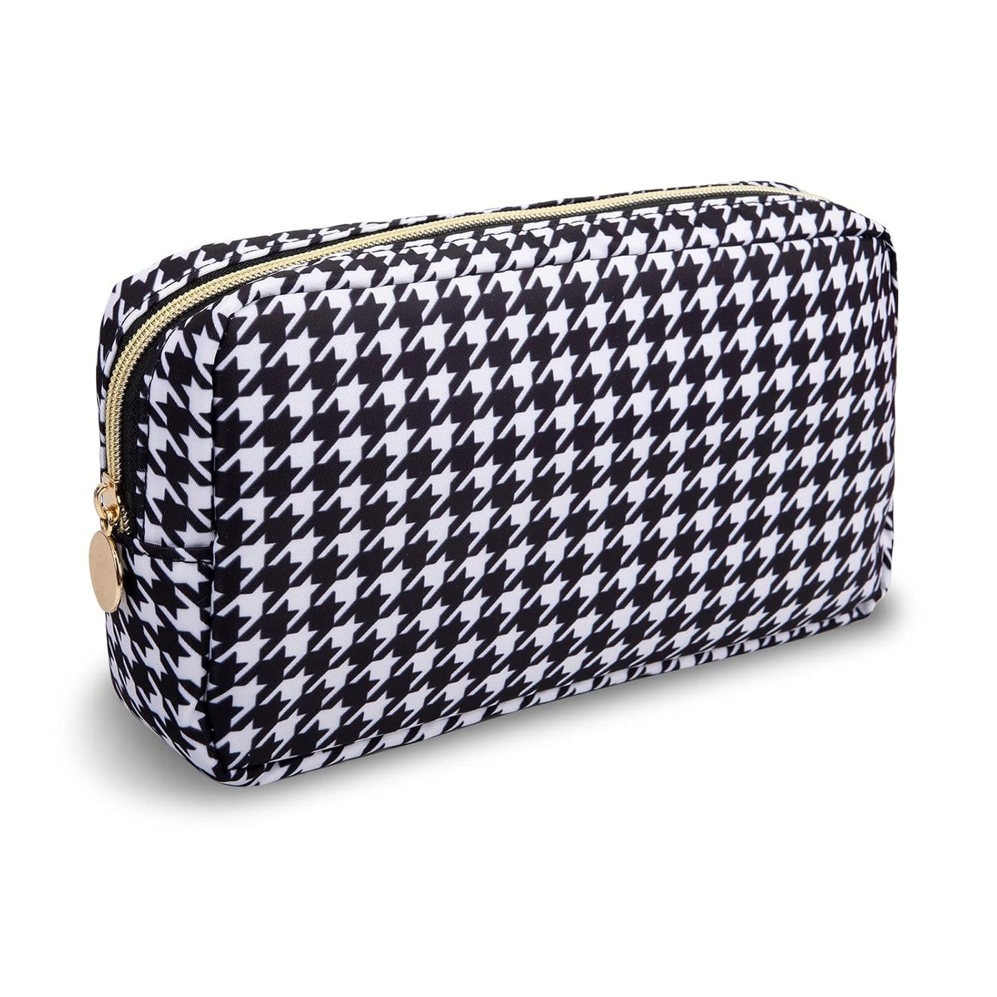 Waterproof Mini Floral Makeup Bag - Nylon Travel Pouch for Women | Cute Zipper Toiletry Organizer (Mini White-Flowers)